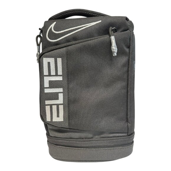 Nike Hoops Elite Fuel Pack Zipper Close Insulated Lunch Bag~Black/Silver~L2 04 - Picture 1 of 11